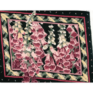 Completed Needlepoint Canvas Panel Primavera Foxgloves Floral Pillow Julia Court